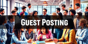 Diverse professionals collaborating in a modern workspace.